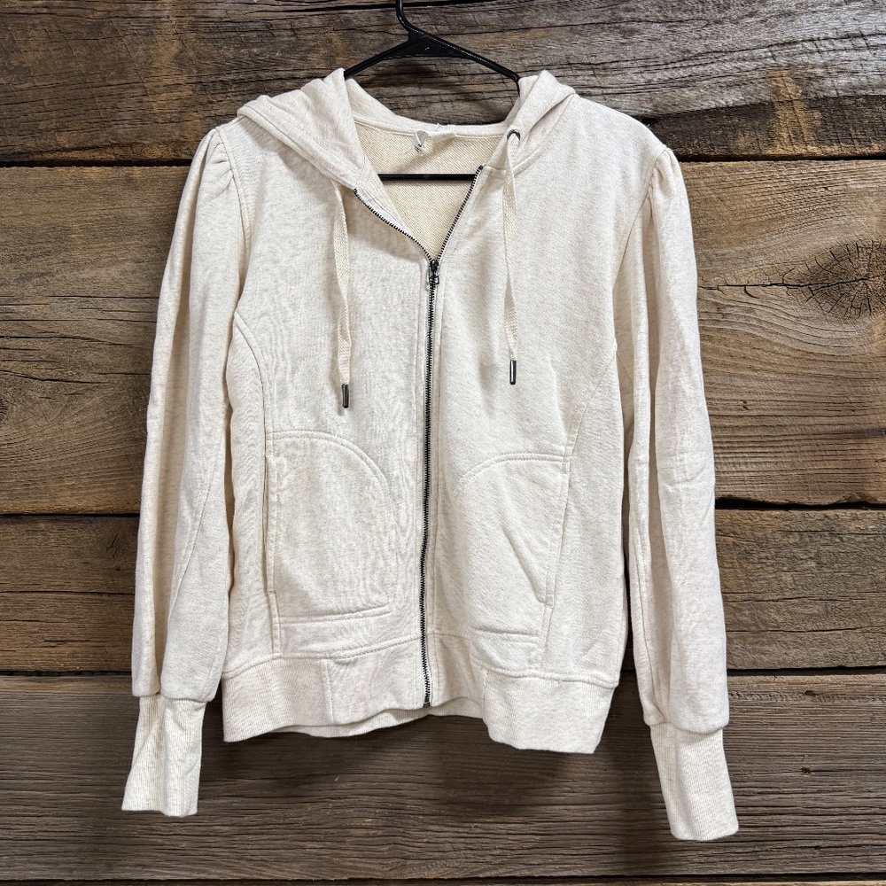 Daily Practice by Anthropologie zip up hoodie, ivory, XS